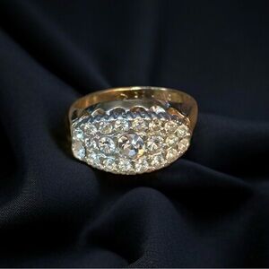 Vintage Vargas 18KHGE simulated diamonds evil eye ring